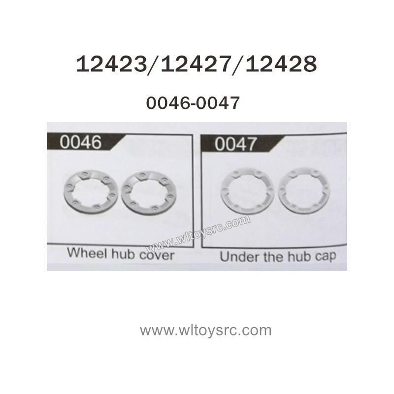 WLTOYS 12423 12427 12428 RC Car Parts 0046-0047-Wheel Hub cover and Under the Hub Cap