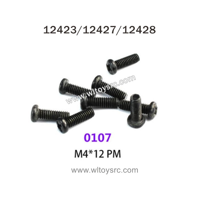 WLTOYS 12423 12427 12428 Parts 0107 M4X12 PM Screws