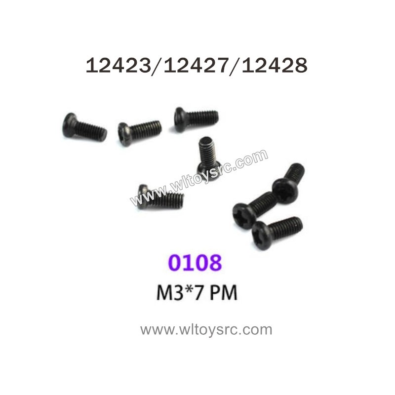 WLTOYS 12423 12427 12428 Parts 0108 M3X7 PM Screws