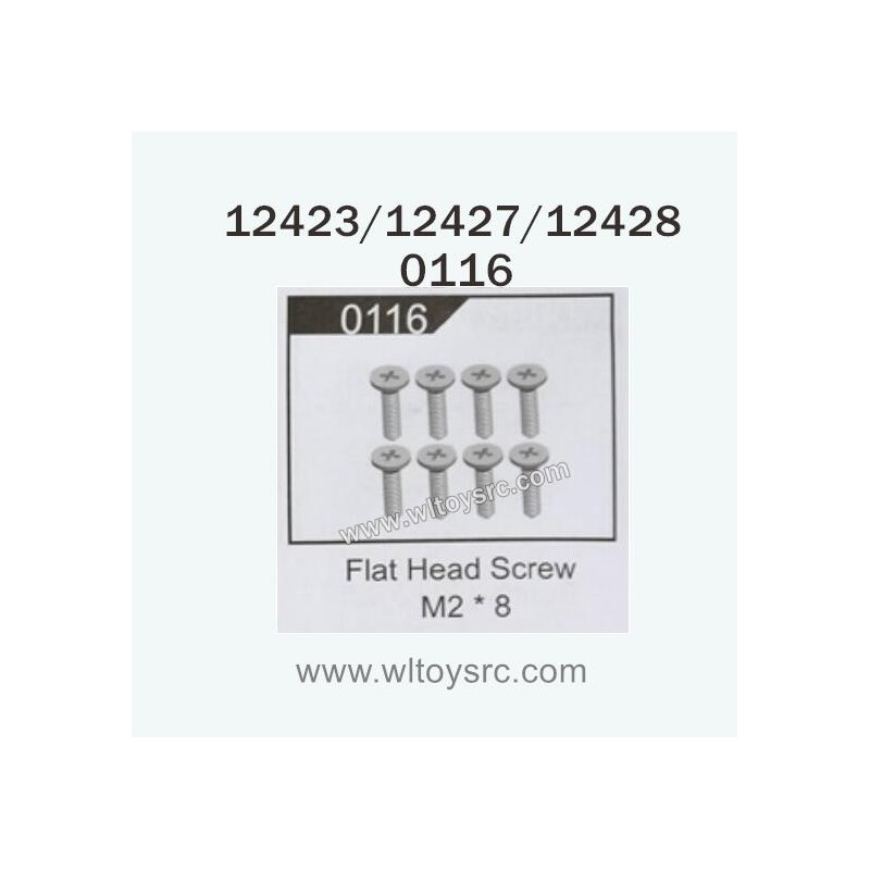 WLTOYS 12423 12427 12428 Parts 0116 Flat Head Screw M2X8