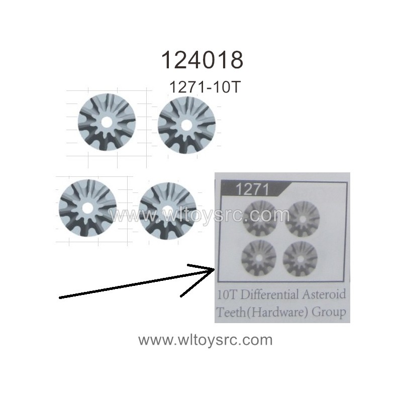 WLTOYS 124018 Parts, 1271 10T Differential Small Bevel Gear