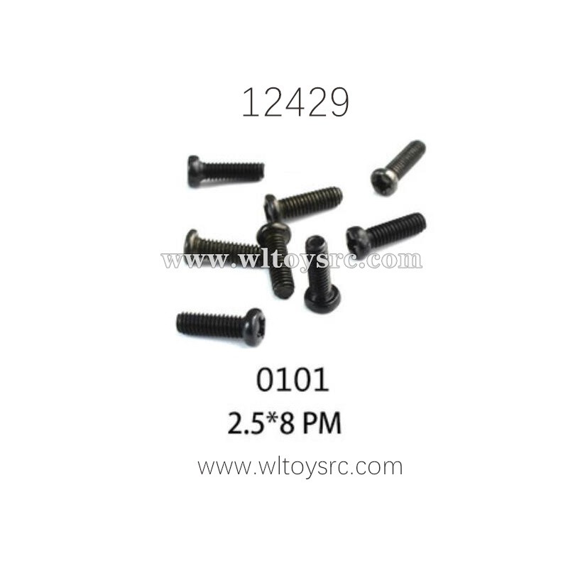 WLTOYS 12429 RC Car Parts, 0101 2.5X8 PM Screws