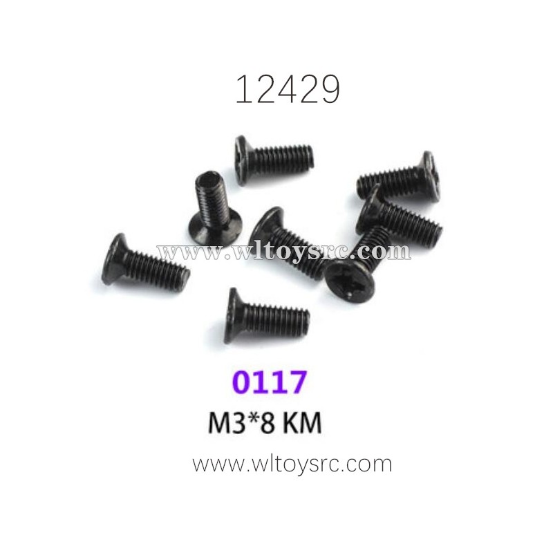 WLTOYS 12429 RC Car Parts, 0117 M3X8 KM Screws