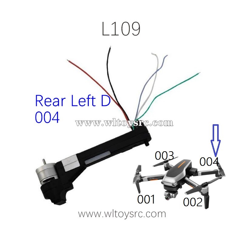 LYZRC L109 Pro Drone Parts Rear Left D 004 Arm Kit with Brushless Motor