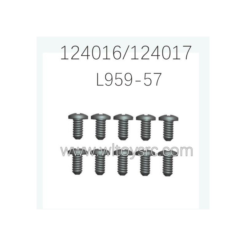 WLTOYS 124016 124017 Parts L959-57 Round head tapping Screw 2.6X8X10PB