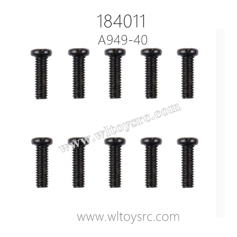 WLTOYS 184011 Parts A949-40 2.5X8PM Cross Round Head Machine Screw