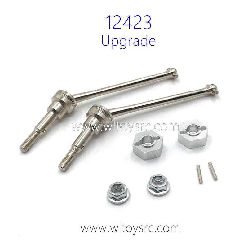 WLTOYS 12423 Upgrade Parts Front Bone Dog Shaft with Nuts Silver