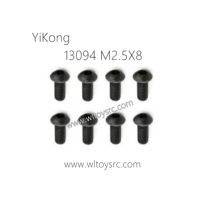 13094 Pan head hexagon Screws M2.5X8 Parts for YIKONG RC Car