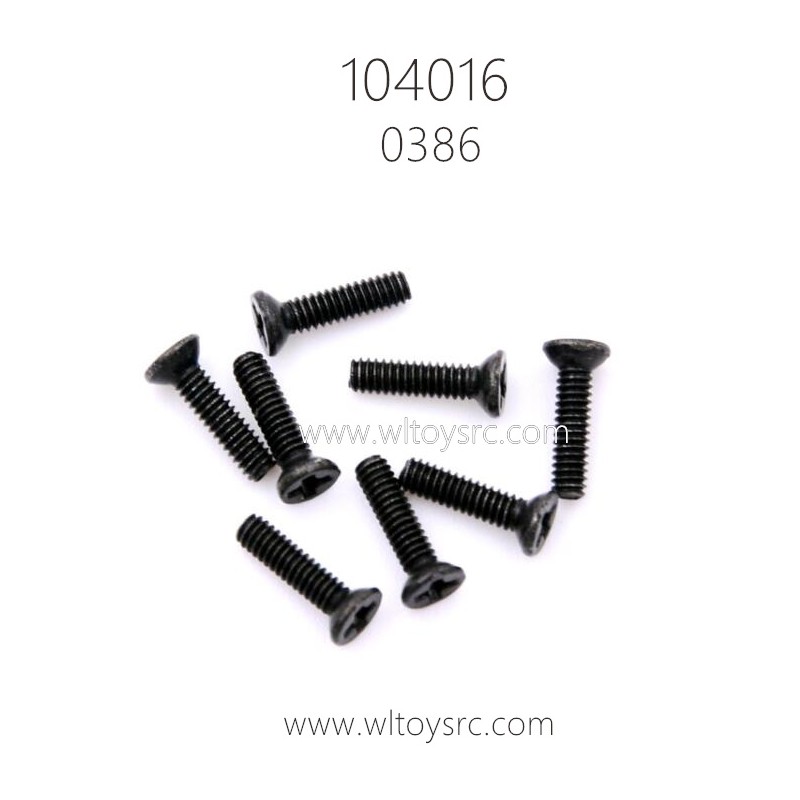 WLTOYS 104016 RC Truck Parts 0386 2X8KM Phillips flat head screws