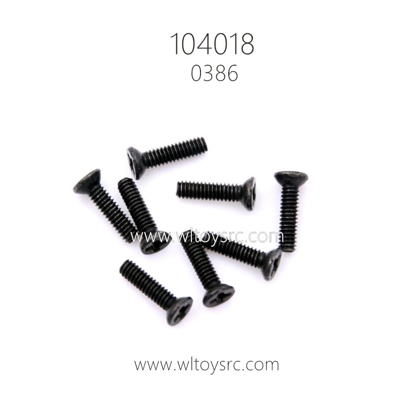 WLTOYS 104018 RC Car Parts 0386 2X8KM Phillips flat head screws