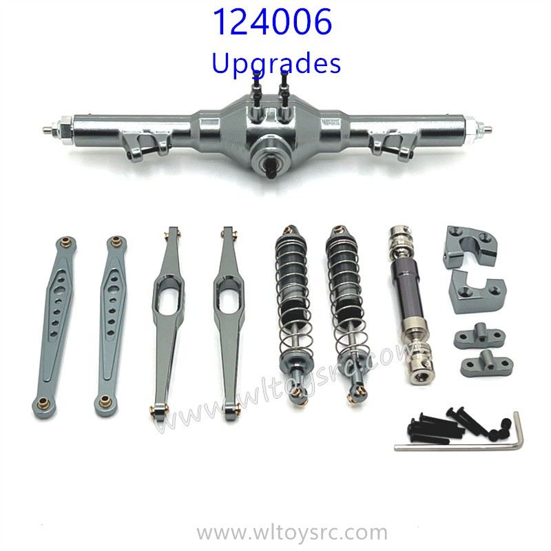 WLTOYS 124006 RC Car Upgrade Parts Metal Rear Axle Assembly and Transmission Shaft Gray