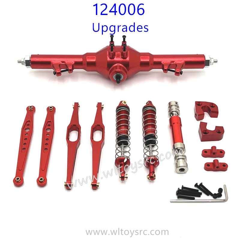 WLTOYS 124006 RC Car Upgrade Parts Metal Rear Axle Assembly and Transmission Shaft Red