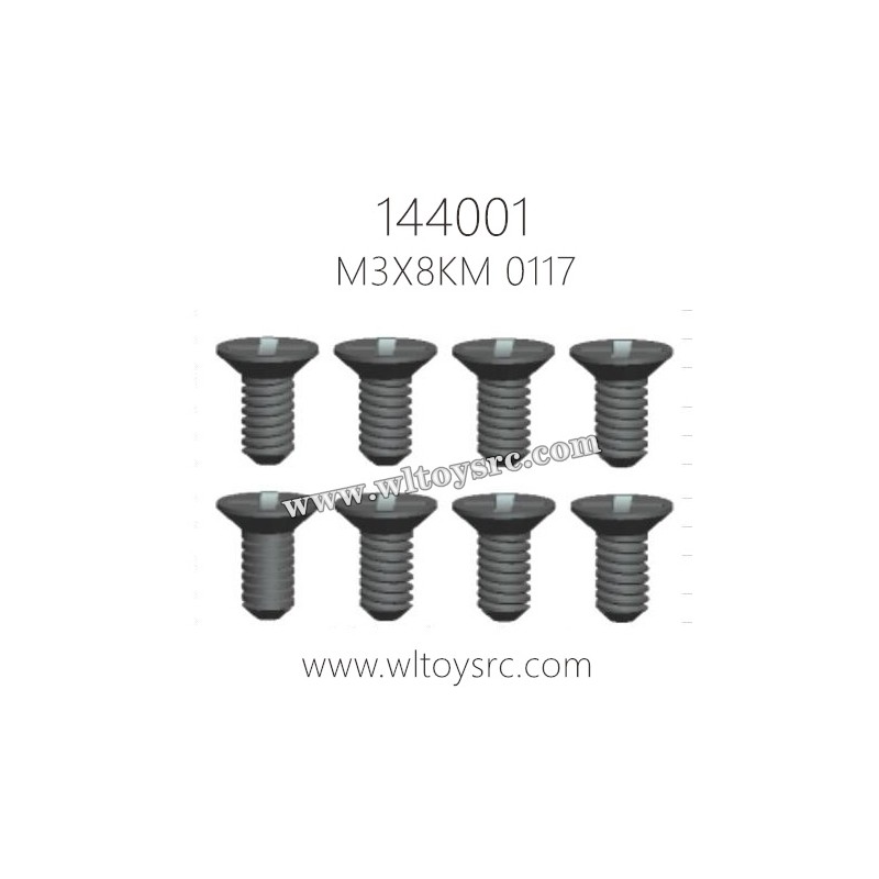 WLTOYS 144001 Parts, 0117-Cross flat head screw M3X8KM